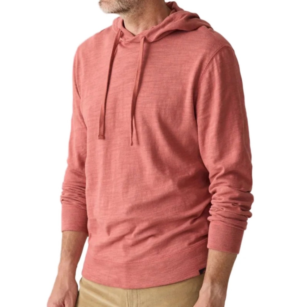 Faherty Sunwashed Midweight Organic Hoodie Fall Red Mens Large Cotton Pullover